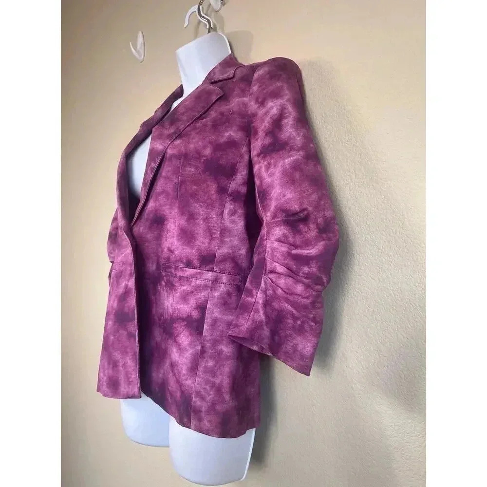 CINQ A SEPT Khloe Blazer 3/4 Sleeve Tie Dye Jacket Womens Size 0 - Picture 3 of 13